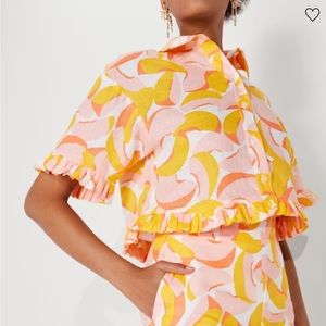 Kate Spade Peaches Ruffle Crop Shirt Size Small